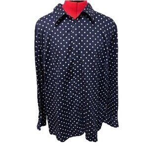 Lauren Ralph Lauren Women’s Blue Polka Dot Long Sleeve Blouse Size 2XL